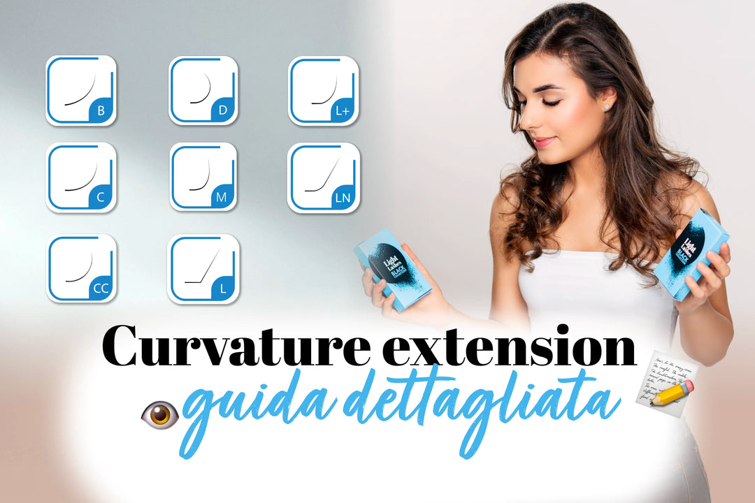 Curvatura ciglia extension: guida alle curve B, C, CC, D, L, L+ e M