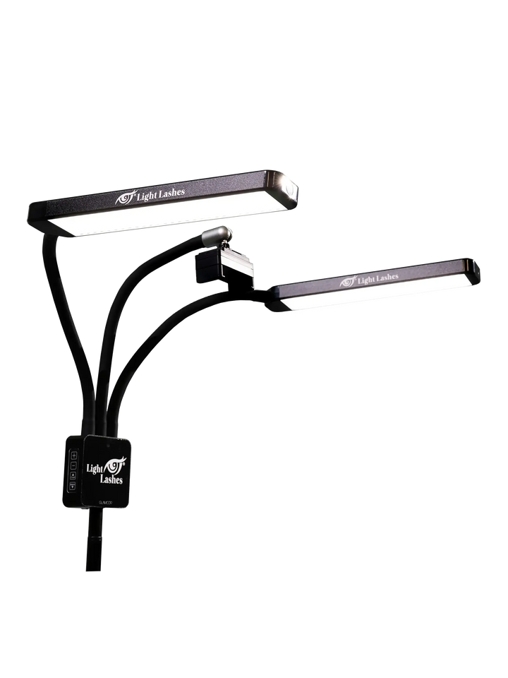 MULTIMEDIA X | lampada a LED personalizzata con due bracci flessibili + supporto multimediale