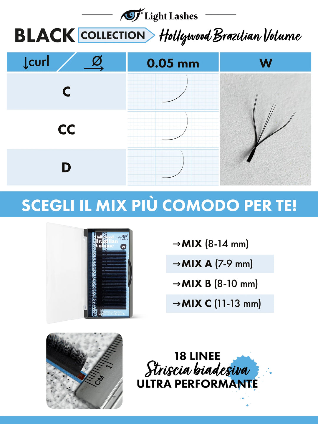 HOLLYWOOD BRAZILIAN VOLUME W D-curl | Black Collection 18 strisce
