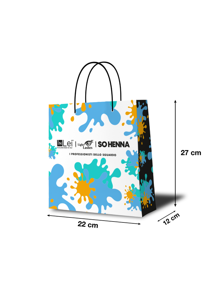 BORSETTA SHOP Tg.M | in carta con grafica personalizzata dei brand